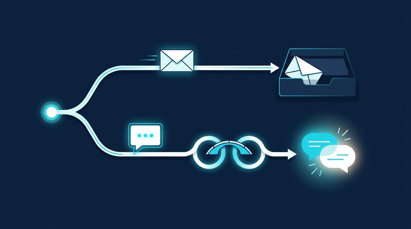 Kaltakquise per E-Mail oder LinkedIn als Erstkontakt: ein Weg führt mit einem Umschlag ins Postfach, der andere über eine Verbindung zu einem offenen Gespräch