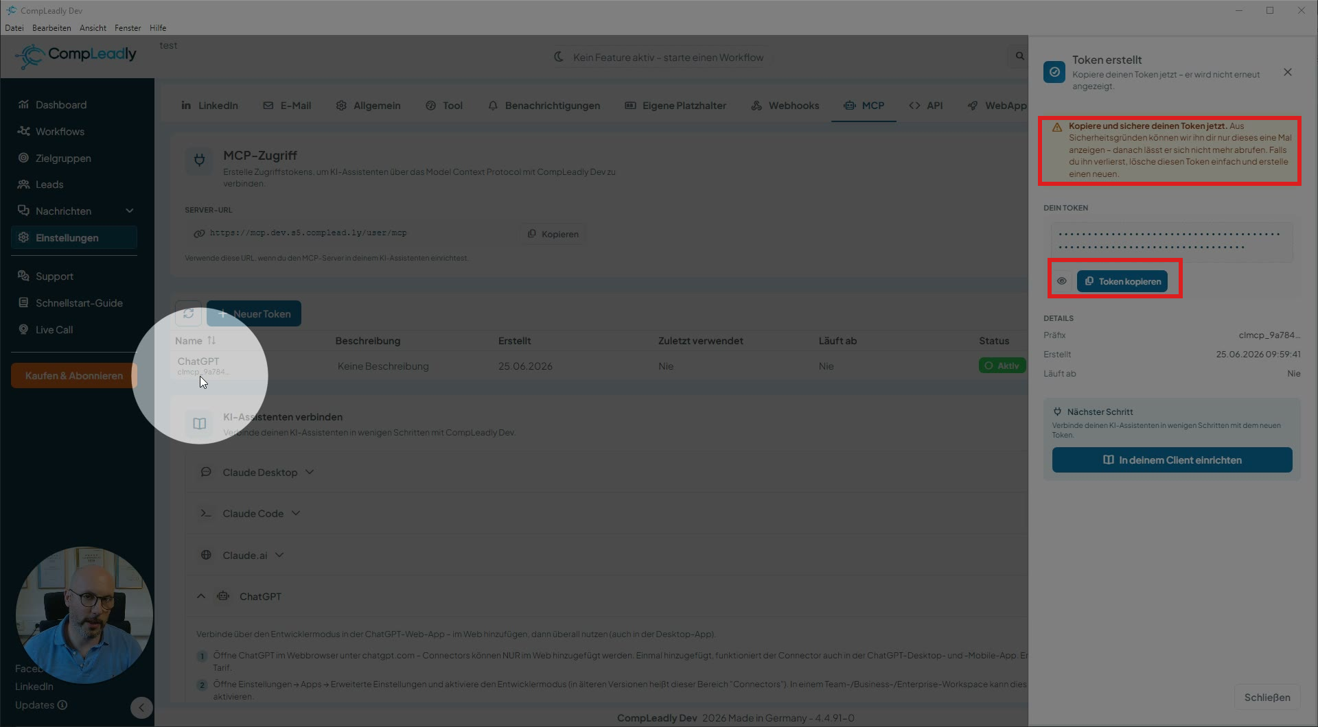 Set up ChatGPT access to your CompLeadly account