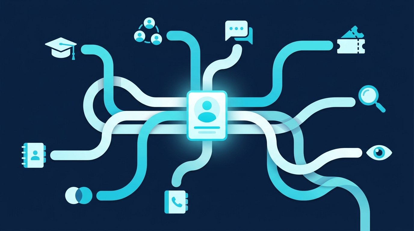 Zehn Wege zum LinkedIn-Netzwerk aufbauen: viele Pfade von Schule, Gruppen, Kommentaren, Events, Suche, Adressbuch und gemeinsamen Kontakten führen zu einem Profil