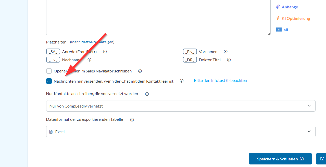 Wird der Opener bei manueller Erstnachricht gesendet?