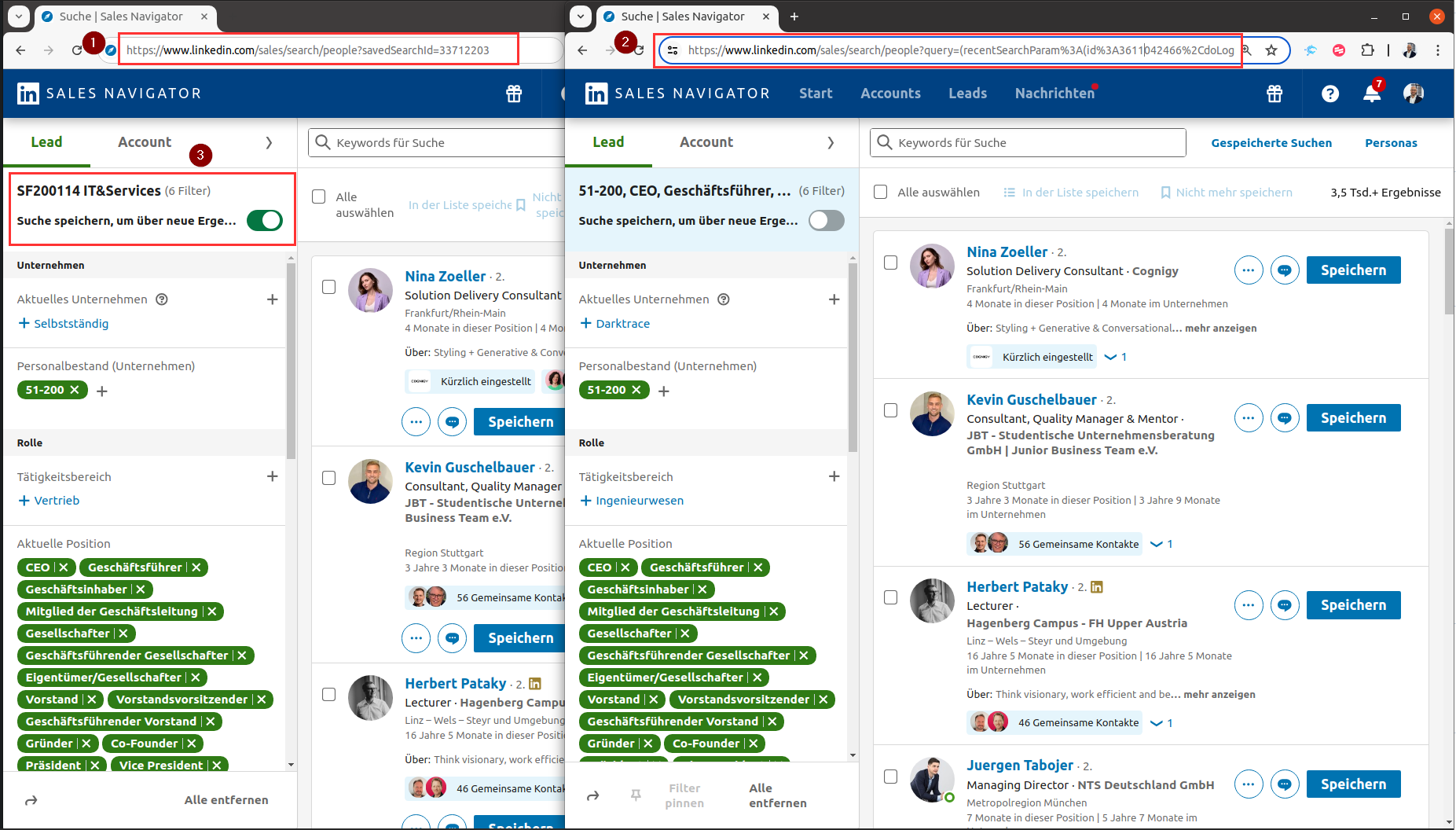 What is the difference between a savedsearch in Sales Navigator and a regular Sales Navigator audience?