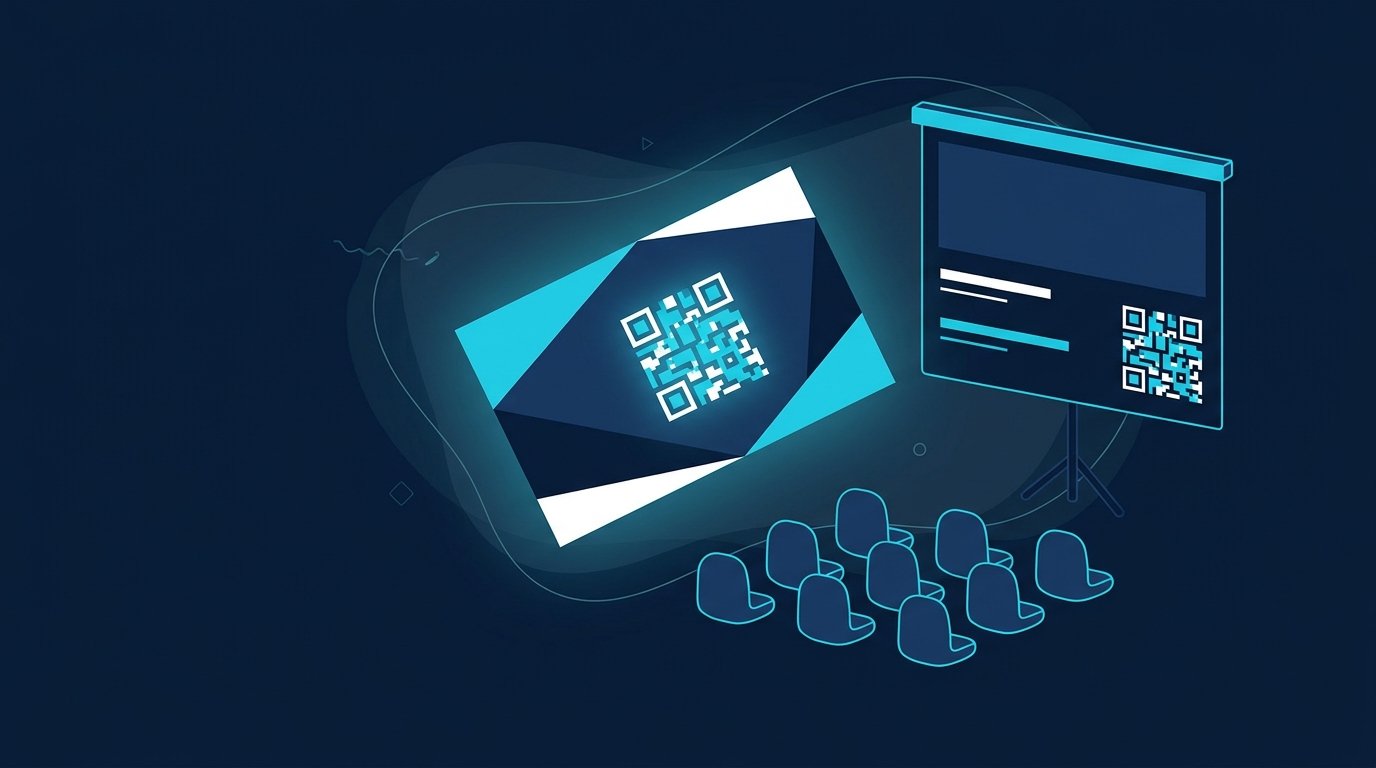 LinkedIn QR Code auf der Rückseite einer Visitenkarte und auf der Schlussfolie eines Vortrags