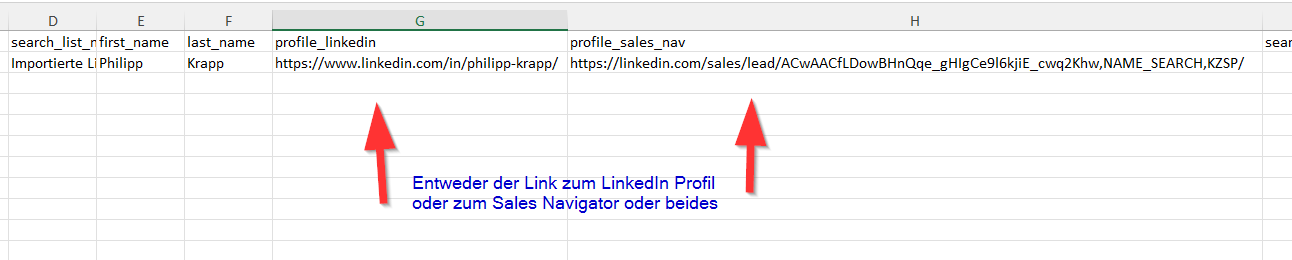 Welche Felder müssen in die import Excel Tabelle