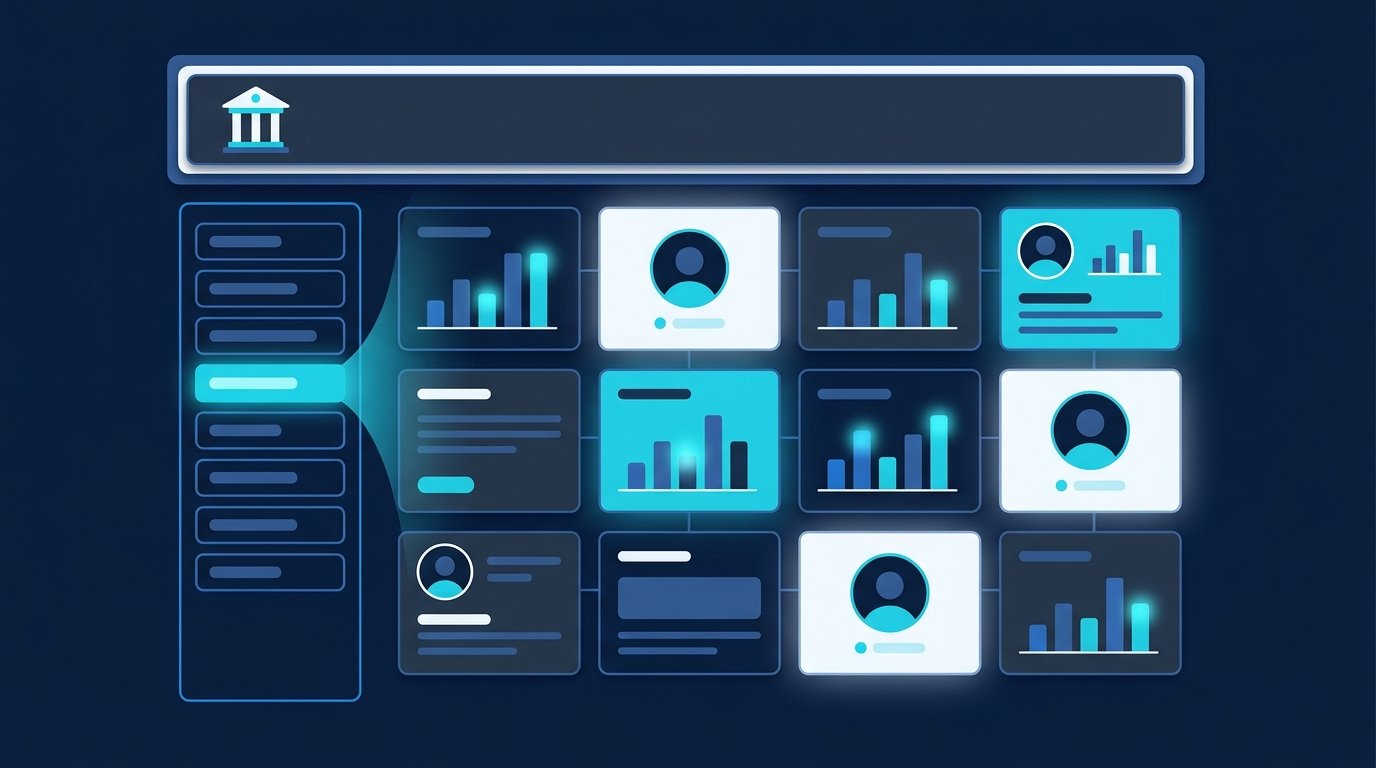 LinkedIn-Alumni-Suche: Alumni-Tab in der linken Navigation einer Hochschulseite als schematische Darstellung