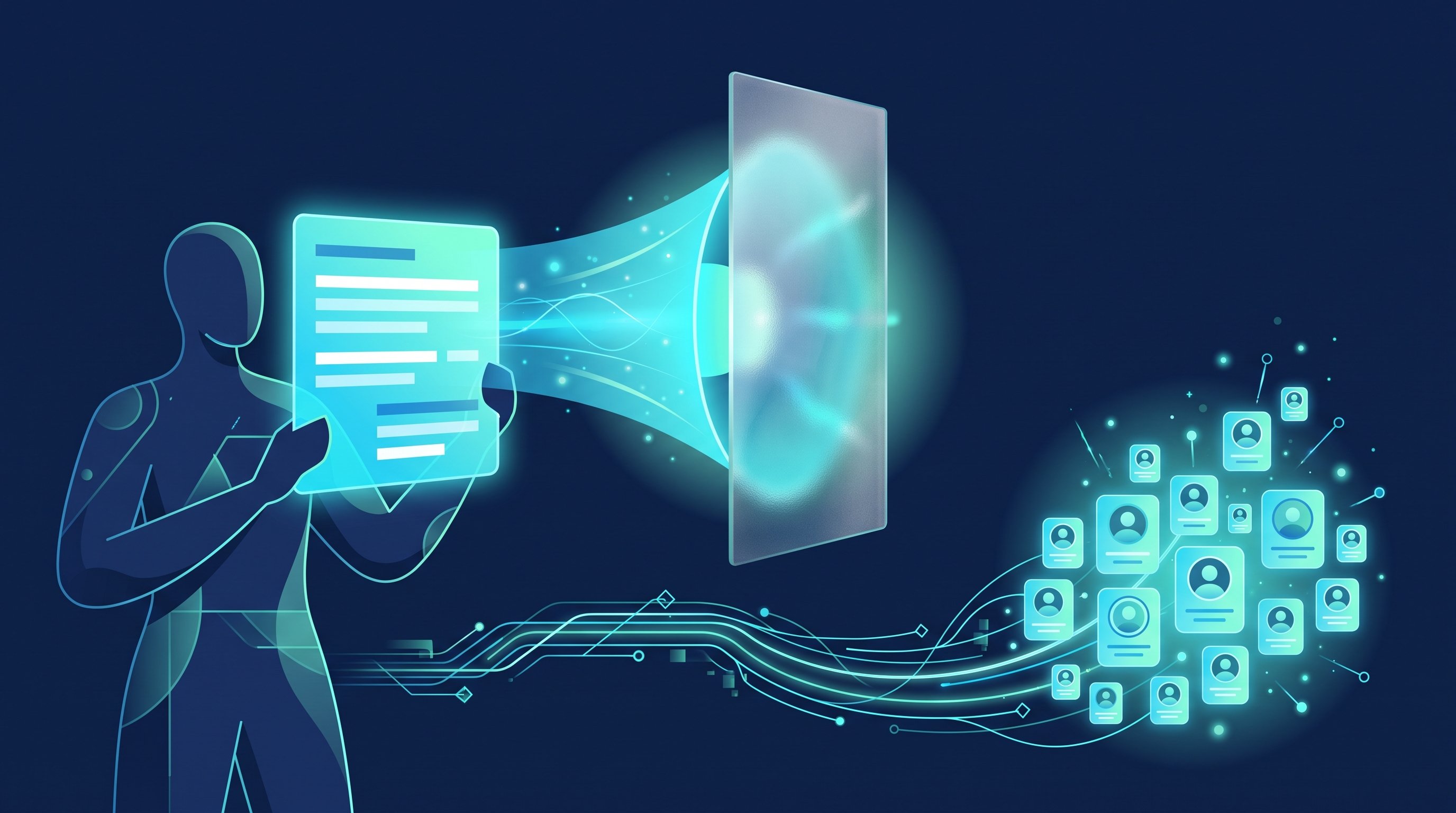 Illustration zu LinkedIn Thought Leader Ads im DACH-Raum: Der bezahlte Weg endet an einer Scheibe, der Weg über ein wachsendes Netzwerk führt die Leser zur Autorin