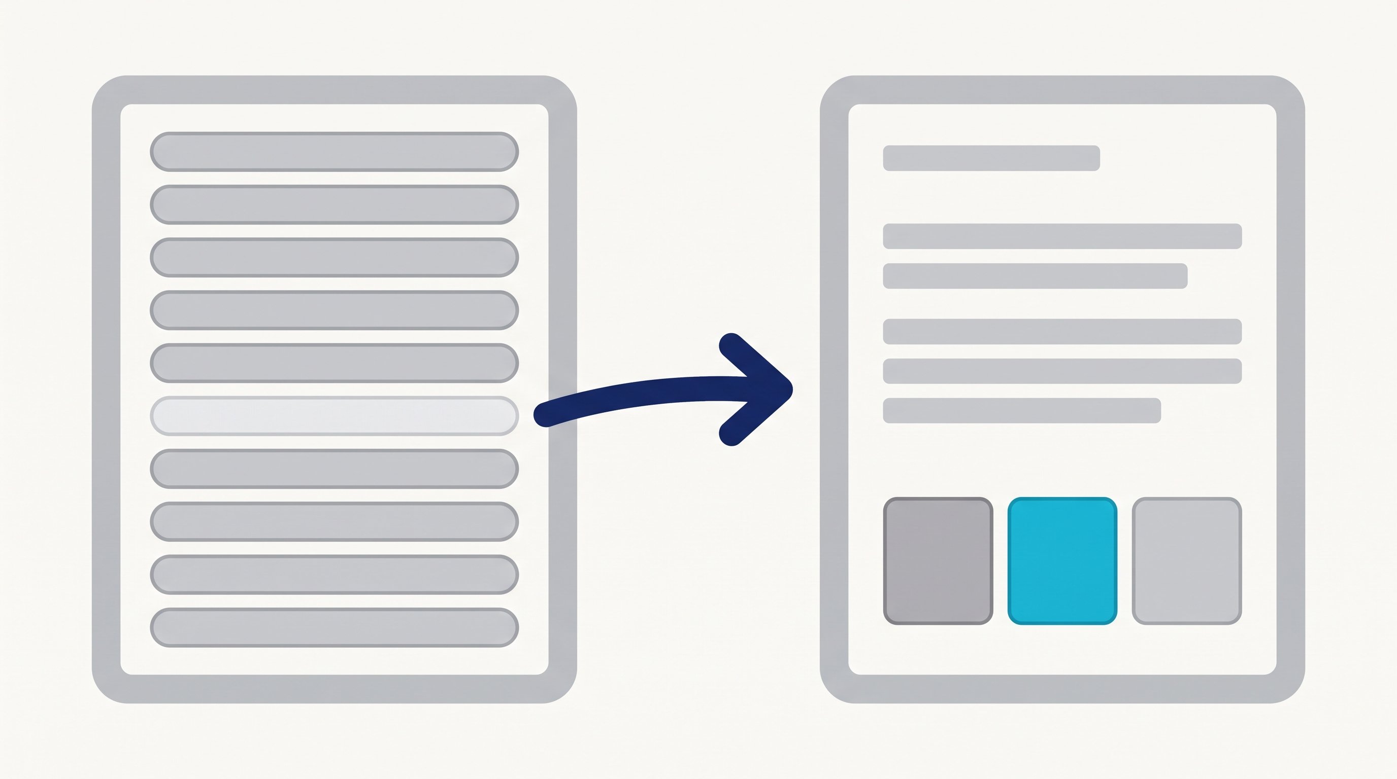 Generative Engine Optimization im Vergleich zu SEO: links eine Linkliste der klassischen Suche, rechts eine KI-Antwort mit wenigen zitierten Quellen